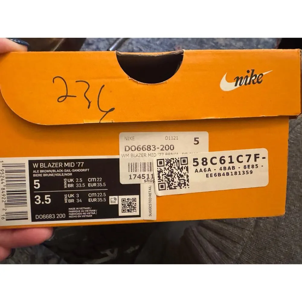 DS OG Nike Blazer Mid '77 "Mushroom" Ale Brown Sneakers W5 M3.5 - Picture 3 of 3